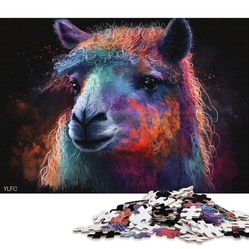 Puzzle für Erwachsene und Kinder, buntes Alpaka-Puzzle, 1000 Teile, Holzpuzzle für Erwachsene und Kinder ab 12 Jahren, Spielzeug-Wanddekoration (Größe 75 * 50 cm) von LiJianXXR