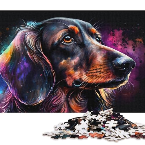 Puzzle für Erwachsene und Kinder, buntes Dackel-Puzzle, 1000 Teile, Holzpuzzle für Erwachsene und Kinder ab 12 Jahren, Spielzeug-Wanddekoration (Größe 75 * 50 cm) von LiJianXXR