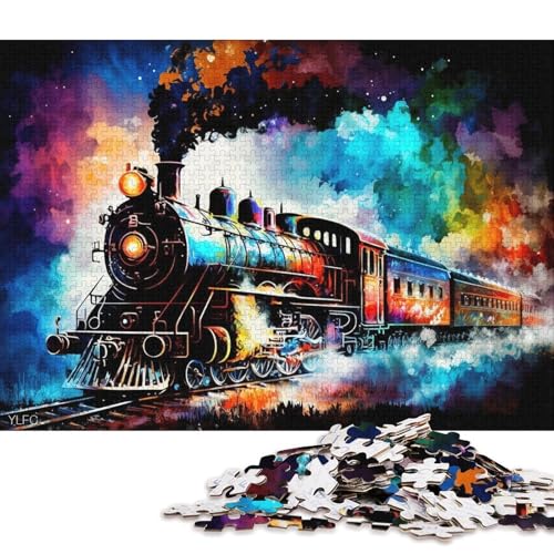 Puzzle für Erwachsene und Kinder, farbenfroher Dampfzug, 1000-teiliges Puzzle, Kartonpuzzle für Erwachsene und Kinder, Lernspiel für Erwachsene und Kinder (Größe 38 * 26 cm) von LiJianXXR