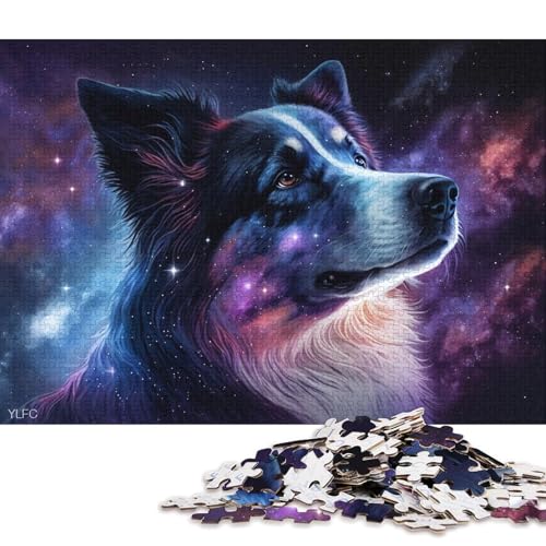 Puzzle für Erwachsene und Kinder, kosmische Galaxie, Border Collie-Puzzle, 1000 Teile, Papppuzzle für Erwachsene und Kinder ab 12 Jahren, Spielzeug-Wanddekoration (Größe 38 * 26 cm) von LiJianXXR