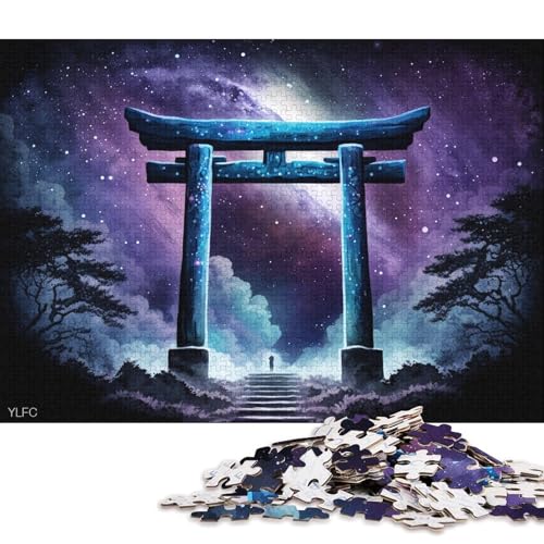 Puzzle für Erwachsene und Kinder, kosmisches Japanisches Torii-Tor, 1000-teiliges Puzzle, Holzpuzzle für Erwachsene und Kinder, Lernspiel für Erwachsene und Kinder (Größe 75 * 50 cm) von LiJianXXR