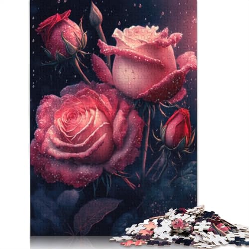 Puzzle für Erwachsene und Kinder, schöne Rose, 1000 Teile, Puzzle für Erwachsene, Kartonpuzzle für Erwachsene und Kinder, Lernspielzeug, Größe 38 x 26 cm von LiJianXXR