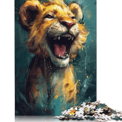 Puzzle für Erwachsene und Kinder, süßer Kleiner gelber Löwe, 1000 Teile, Puzzle für Erwachsene, Kartonpuzzle für Erwachsene und Kinder, Lernspielzeug, 38 x 26 cm von LiJianXXR