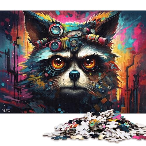 Puzzle für Erwachsene und Teenager, Bunter Roboter-Waschbär, 1000-teiliges Puzzle, Holzpuzzle für Erwachsene und Kinder ab 12 Jahren, tolles Geschenk für Erwachsene 75x50cm/1000 Teile von LiJianXXR