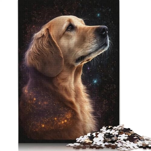 Puzzle für Erwachsene und Teenager, Galaxie, Weltraum, Golden Retriever, 1000-teiliges Puzzle, Kartonpuzzle für Erwachsene und Kinder, tolles Geschenk für Erwachsene, Größe: 38 x 26 cm von LiJianXXR