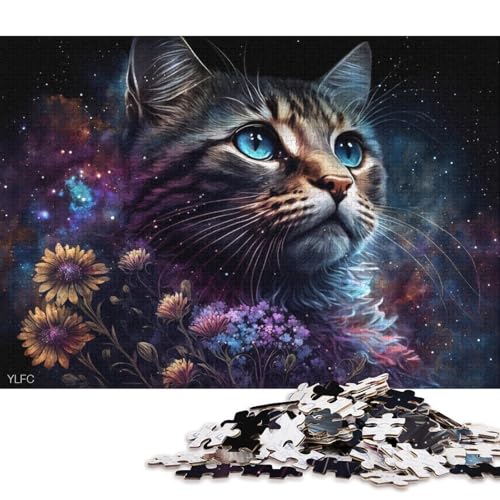 Puzzle für Kinder, Galaxie, Katze, Blume, 1000-teiliges Puzzle für Erwachsene, Papppuzzle für Erwachsene und Kinder, tolles Geschenk für Erwachsene (Größe 38 * 26 cm) von LiJianXXR