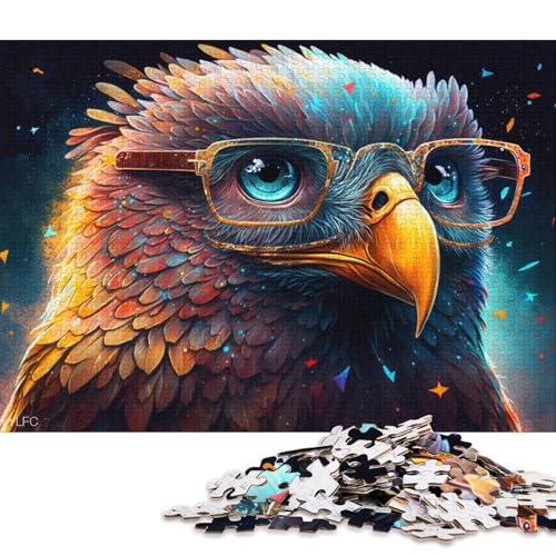 Puzzle für Kinder, Kosmischer Adler mit Brille, 1000-teiliges Puzzle für Erwachsene, Kartonpuzzle für Erwachsene und Kinder, tolles Geschenk für Erwachsene (Größe 38 * 26 cm) von LiJianXXR