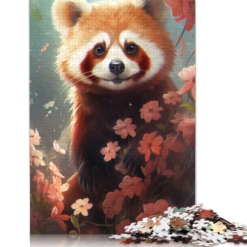 Puzzle für Teenager, Roter Panda, Gemälde, 1000 Teile, Holzpuzzle, geeignet für Erwachsene und Teenager ab 12 Jahren, tolle Geschenke und Spielzeuge, Größe 75 x 50 cm von LiJianXXR