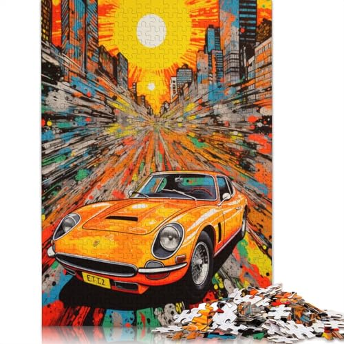 Puzzle mit 1000 Teilen, Cooles, farbenfrohes Sportwagen-Puzzle für Erwachsene, anspruchsvolles Holzpuzzle, 75 x 50 cm von LiJianXXR