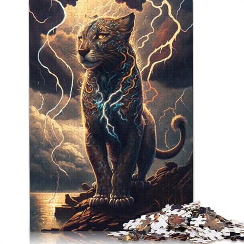 Puzzle mit 1000 Teilen, Fantasie-Leoparden-Tierpuzzle für Erwachsene und Kinder, Papppuzzle, tolles Geschenk für Erwachsene, Größe: 38 x 26 cm von LiJianXXR