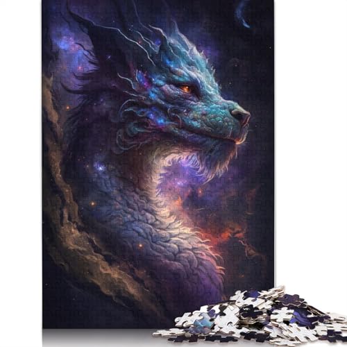 Puzzle mit 1000 Teilen, Galaxie-Kunst, chinesischer Drache, für Erwachsene und Kinder, Holzpuzzle, Lernspiel, Größe: 75 x 50 cm von LiJianXXR