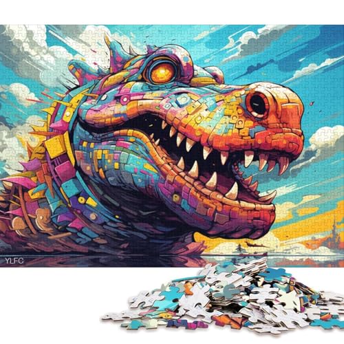 Puzzle mit 1000 Teilen, Krokodil-Tierroboter-Puzzle für Erwachsene und Kinder, Holzpuzzle, Spielzeug, Denkspiel 75x50cm/1000 Teile von LiJianXXR