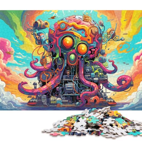 Puzzle mit 1000 Teilen, Oktopus-Roboter, Tier-Puzzle für Erwachsene, Holzpuzzle, Lernspiel 75x50cm/1000 Stück von LiJianXXR