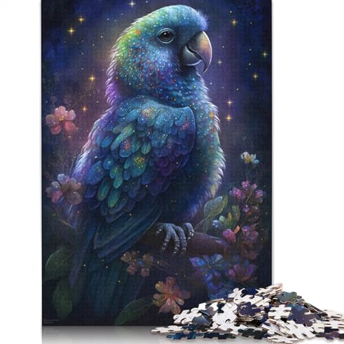 Puzzle mit 1000 Teilen, Papagei, Blumenuniversum, für Erwachsene und Kinder, Kartonpuzzle, Lernspiel, Größe: 38 x 26 cm von LiJianXXR