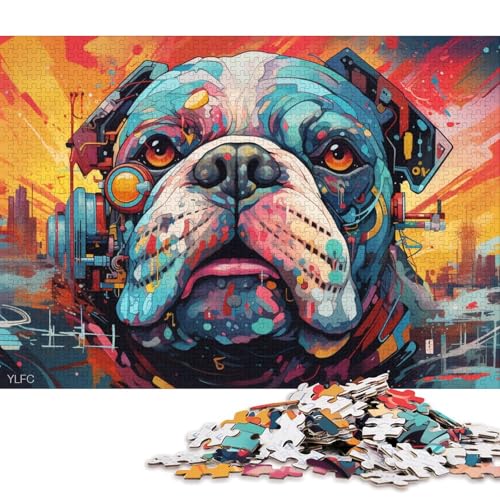 Puzzle mit 1000 Teilen, Tierroboter-Bulldogge, Puzzle für Erwachsene und Kinder, Holzpuzzle, Spielzeug, Denkspiel 75x50cm/1000 Teile von LiJianXXR