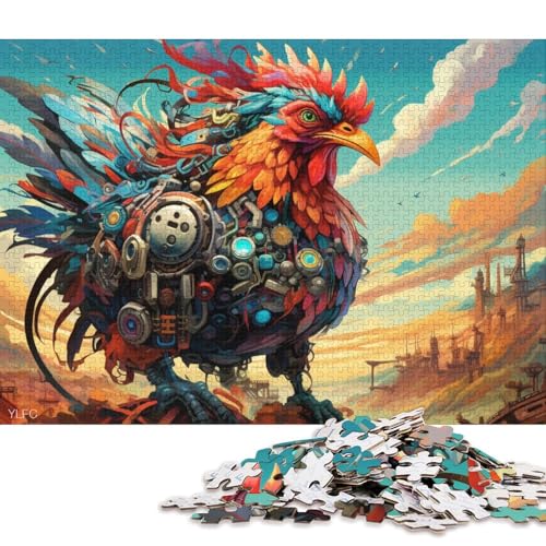 Puzzle mit 1000 Teilen, farbenfrohes Hahn-Roboter-Puzzle für Erwachsene und Kinder, Kartonpuzzle, Spielzeug, Denkspiel 38x26cm/1000 Teile von LiJianXXR