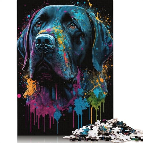 Puzzle mit 1000 Teilen, farbenfrohes Kunst-Labrador-Puzzle für Erwachsene, Holzpuzzle, anspruchsvolles Spiel, 75 x 50 cm von LiJianXXR