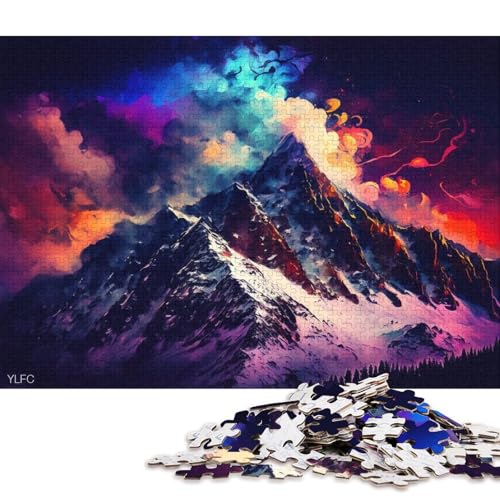 Puzzle mit 1000 Teilen, farbenfrohes Puzzle mit schneebedeckten Bergen für Erwachsene, Holzpuzzle, anspruchsvolles Spielpuzzle (Größe 75 * 50 cm) von LiJianXXR