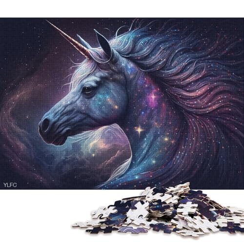 Puzzle mit 1000 Teilen, kosmische Einhörner, Puzzle für Erwachsene, Holzpuzzle, tolles Geschenk für Erwachsene (Größe 75 * 50 cm) von LiJianXXR