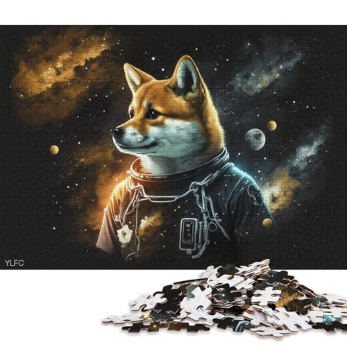 Puzzle mit 1000 Teilen für Erwachsene, kosmisches Shiba Inu-Astronauten-Puzzle für Erwachsene, Holzpuzzle, tolles Geschenk für Erwachsene 75x50cm/1000 Teile von LiJianXXR