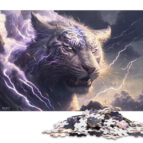 Puzzles für Erwachsene, Fantasie-Puzzle mit weißem Tiger, 1000-teiliges Holzpuzzle, geeignet für Erwachsene, lustige Puzzlespiele 75x50cm/1000 Teile von LiJianXXR