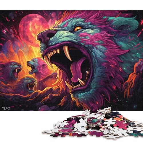 Puzzles für Erwachsene, Wütender Löwe, Puzzles für Erwachsene, 1000-teiliges Holzpuzzle, geeignet für Erwachsene, lustige Puzzlespiele 75x50cm/1000 Teile von LiJianXXR