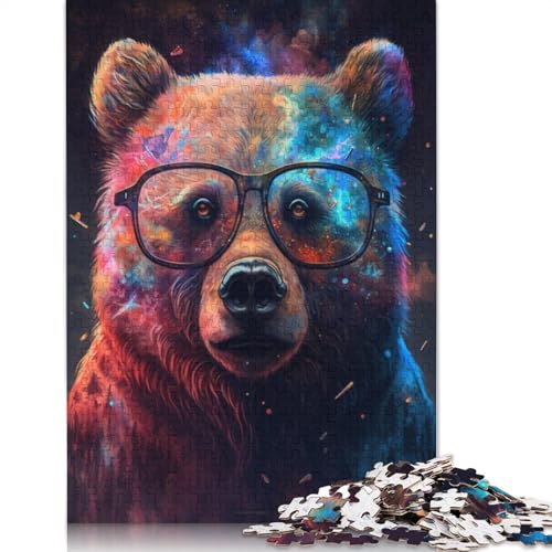 Puzzles für Erwachsene und Kinder Braunbär mit Brille 1000-teiliges Puzzle für Erwachsene Holzpuzzle für Erwachsene Familienpuzzle Spielgröße: 75 x 50 cm von LiJianXXR