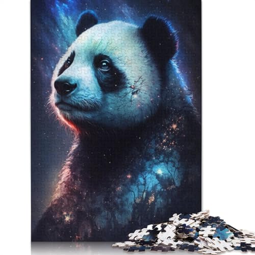 Puzzlespiel mit 1000 Teilen, Galaxy Panda-Puzzle für Erwachsene, Kartonpuzzle, lustiges Geschenk (Größe 38 x 26 cm) von LiJianXXR