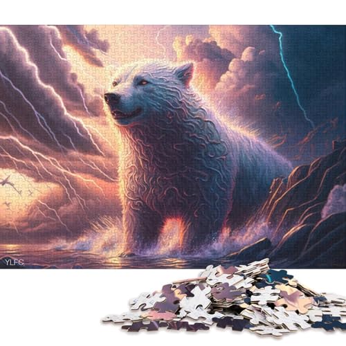 Puzzlespiel mit 1000 Teilen, Tierkunst, Eisbär, Puzzle für Erwachsene, Holzpuzzle, Familiendekoration 75x50cm/1000 Stück von LiJianXXR