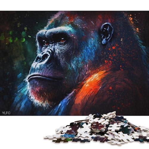 Puzzlespiel mit 1000 Teilen, farbenfrohes Gorilla-Puzzle, Kartonpuzzle, Lernspiele, Heimdekorationspuzzle. (Größe 38 * 26 cm) von LiJianXXR