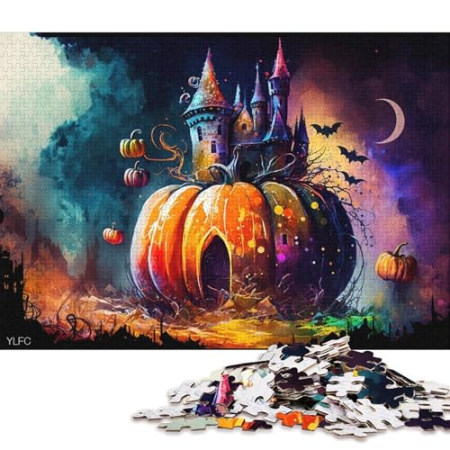 Puzzlespiel mit 1000 Teilen, farbenfrohes Kürbisschloss-Puzzle für Erwachsene, Kartonpuzzle, Lernspiel, Herausforderungsspielzeug (Größe 38 * 26 cm) von LiJianXXR