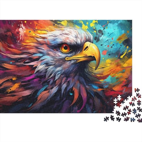 Puzzlespiel mit 1000 Teilen, farbenfrohes psychedelisches Adler-Kunstpuzzle für Kinder, Holzpuzzle, Weihnachtspuzzle, Geschenke für Kinder, 50 x 75 cm von LiJianXXR