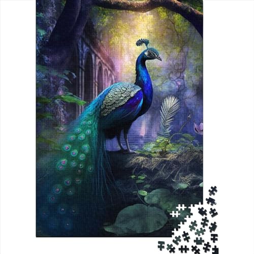 Seltsamer Pfau, Holzpuzzle für Jugendliche, Erwachsene und Jugendliche, Puzzle 1000 Teile, Premium-Puzzle (Größe 75x50 cm) von LiJianXXR