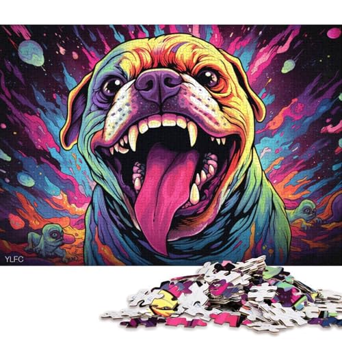 Teenager-Puzzle, Wütender Bulldogge, 1000-teiliges Puzzle, Holzpuzzle für Erwachsene und Kinder ab 12 Jahren, anspruchsvolles Spiel, Geschenke 75x50cm/1000 Teile von LiJianXXR