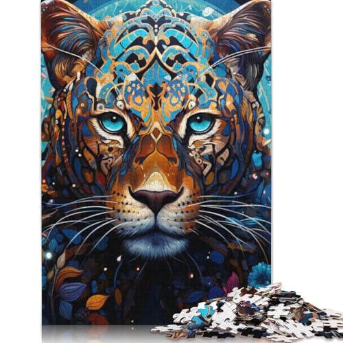 Teenager-Puzzle, farbenfrohes Leoparden-Kunst-Puzzle, 1000 Teile für Erwachsene, Kartonpuzzle, geeignet für Erwachsene und Kinder ab 12 Jahren, tolles Geschenk für Erwachsene, Größe 38 x 26 cm von LiJianXXR