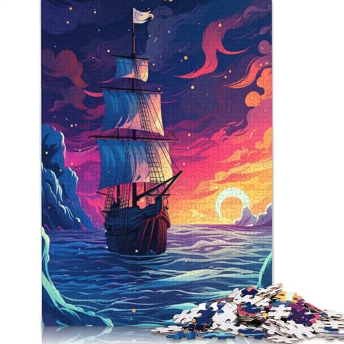 Teenager-Puzzle Bunte Schiffe, 1000 Teile, Papppuzzle, geeignet für Erwachsene und Teenager ab 12 Jahren, tolle Geschenke und Spielzeuge, Größe 38 x 26 cm von LiJianXXR