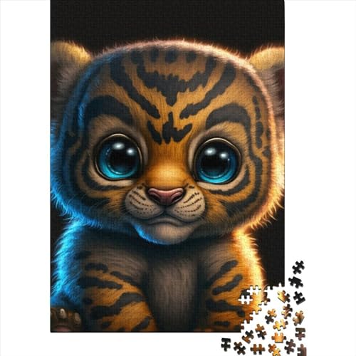 Tiger Baby Puzzle für Erwachsene, 1000 Teile, Holzpuzzle, Puzzle für Erwachsene, Lernspiel, Herausforderungsspielzeug (Größe 75x50 cm) von LiJianXXR