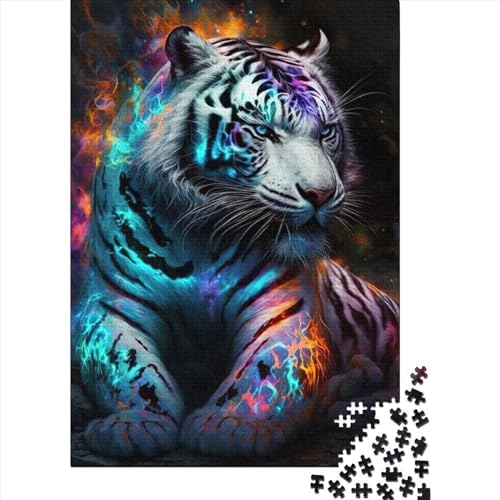 Tiger Neon, großes Puzzle für Erwachsene, 1000 Teile, Puzzle für Erwachsene, Teenager, 1000-teiliges Puzzle für Erwachsene Teenager (Größe 75x50 cm) von LiJianXXR