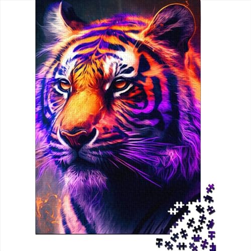 Tiger-Puzzle 1000 Teile für Teenager, Geschenke für Teenager, Puzzles für Erwachsene, Holzpuzzles für Erwachsene (Größe 75x50 cm) von LiJianXXR