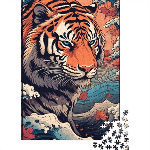 Tiger-Puzzle aus Holz, Puzzle für Erwachsene und Teenager, lustige Puzzles für Erwachsene, 1000-teiliges Spielzeug, Denkspiel (Größe 75x50 cm) von LiJianXXR