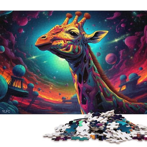 für Erwachsene, 1000-teiliges Kunst-Giraffe-Puzzle, Kartonpuzzle, Puzzle für Kindergeschenke 38x26cm/1000 Teile von LiJianXXR