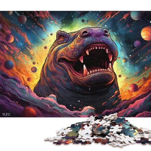 für Erwachsene, 1000-teiliges Nilpferd-im-Weltraum-Puzzle, Kartonpuzzle, Puzzle für Kindergeschenke 38x26cm/1000 Teile von LiJianXXR