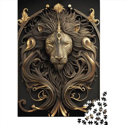 für Erwachsene, 1000-teiliges Puzzle, Geschenke für Löwenherr, goldenes Art-Deco-Puzzle für Erwachsene, 1000 große Teile, Puzzle für Erwachsene (Größe 75x50 cm) von LiJianXXR