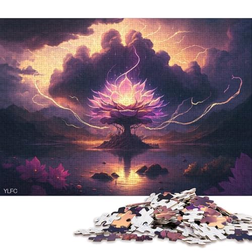 für Erwachsene, 1000-teiliges Puzzle, Kunst-Lotusblumen-Puzzle für Erwachsene und Kinder, Holzpuzzle, Lernspielzeug 75x50cm/1000 Teile von LiJianXXR