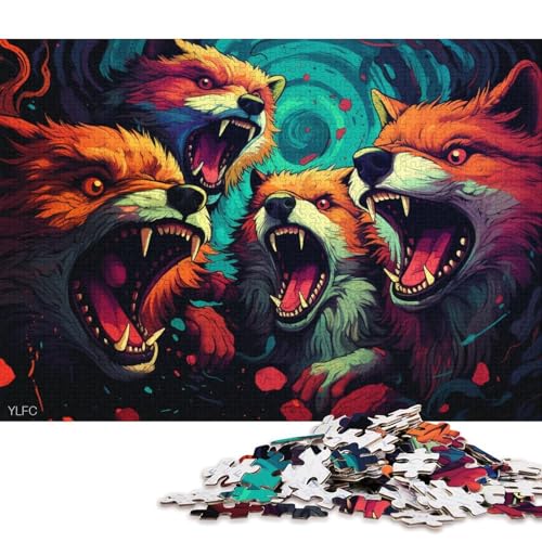 für Erwachsene, 1000-teiliges Puzzle Angry Foxes, Puzzle für Erwachsene und Kinder, Kartonpuzzle, Lernspielzeug 38x26cm/1000 Teile von LiJianXXR