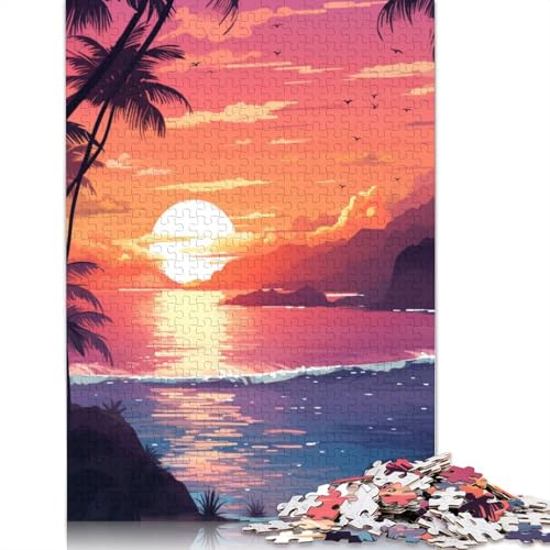 für Erwachsene, 1000-teiliges Puzzle Sonnenuntergang von Einer Insel, Papppuzzle für Familienspaß und Spieleabend, Größe 38 x 26 cm von LiJianXXR