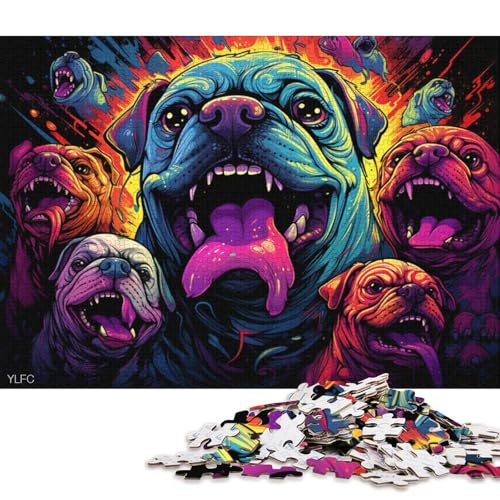 für Erwachsene, 1000-teiliges Puzzle Wütender Bulldogge, Holzpuzzle, Puzzle für Kinder, Geschenke 75x50cm/1000 Teile von LiJianXXR