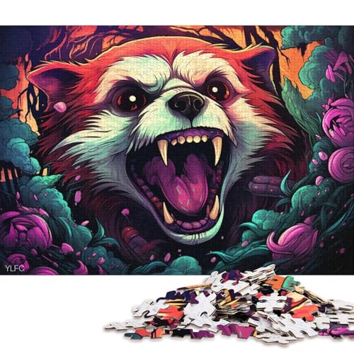 für Erwachsene, 1000-teiliges Puzzle Wütender roter Panda, Puzzle für Erwachsene und Kinder, Kartonpuzzle, Lernspielzeug 38x26cm/1000 Teile von LiJianXXR