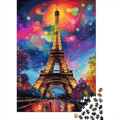 für Erwachsene, 1000-teiliges farbenfrohes Eiffelturm-Puzzle für Erwachsene, Holzpuzzle, Lernspiel für Erwachsene und Kinder, Größe: 75 x 50 cm von LiJianXXR