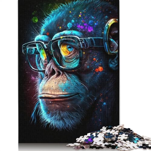 für Erwachsene, Puzzle AFFE mit Brille, 1000-teiliges Puzzle für Erwachsene, Holzpuzzle für Erwachsene und Kinder ab 12 Jahren, tolles Geschenk für Erwachsene (Größe 75 x 50 cm) von LiJianXXR